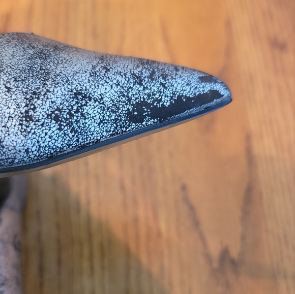 Aldo Black Cracked Genuine Leather Pointed Toe Blue Heels Shoes Stilletos - Picture 9 of 16